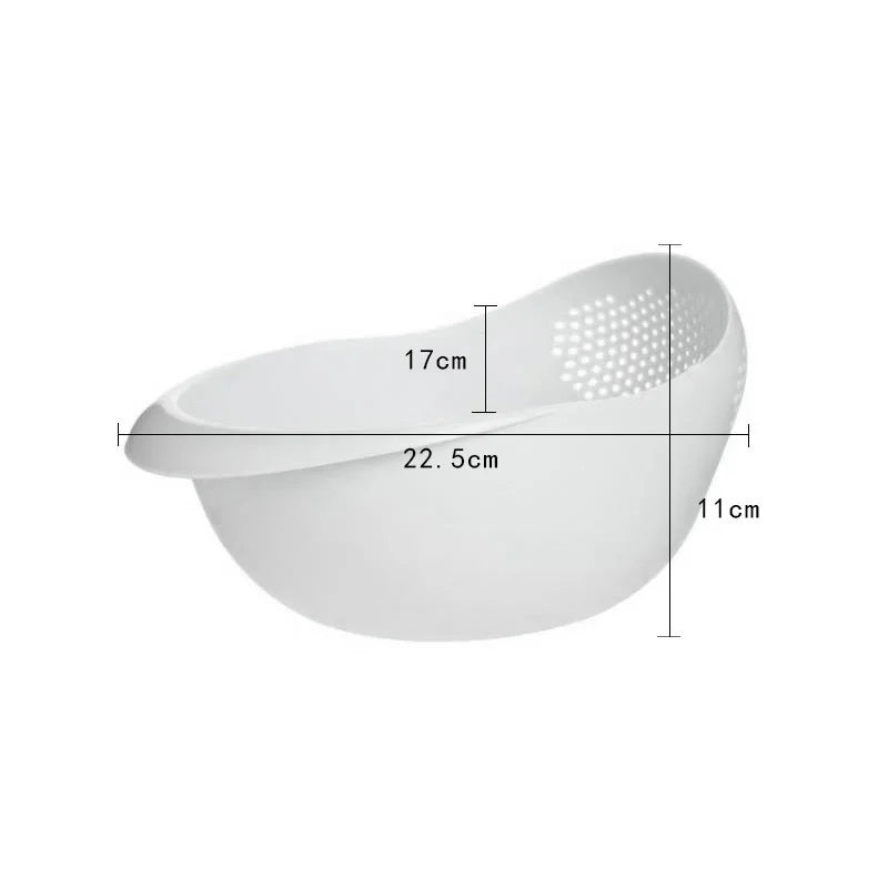 Plastic Rice Sieve Kitchen Drain Basket with Handles Rice Bow