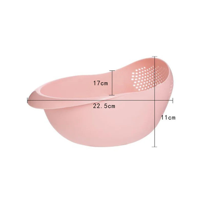 Plastic Rice Sieve Kitchen Drain Basket with Handles Rice Bow