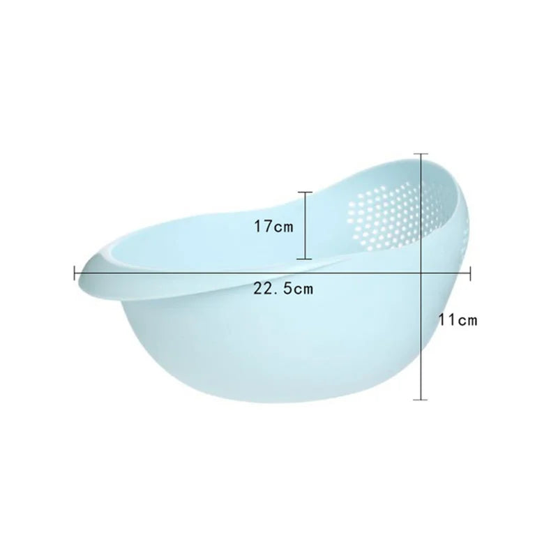 Plastic Rice Sieve Kitchen Drain Basket with Handles Rice Bow