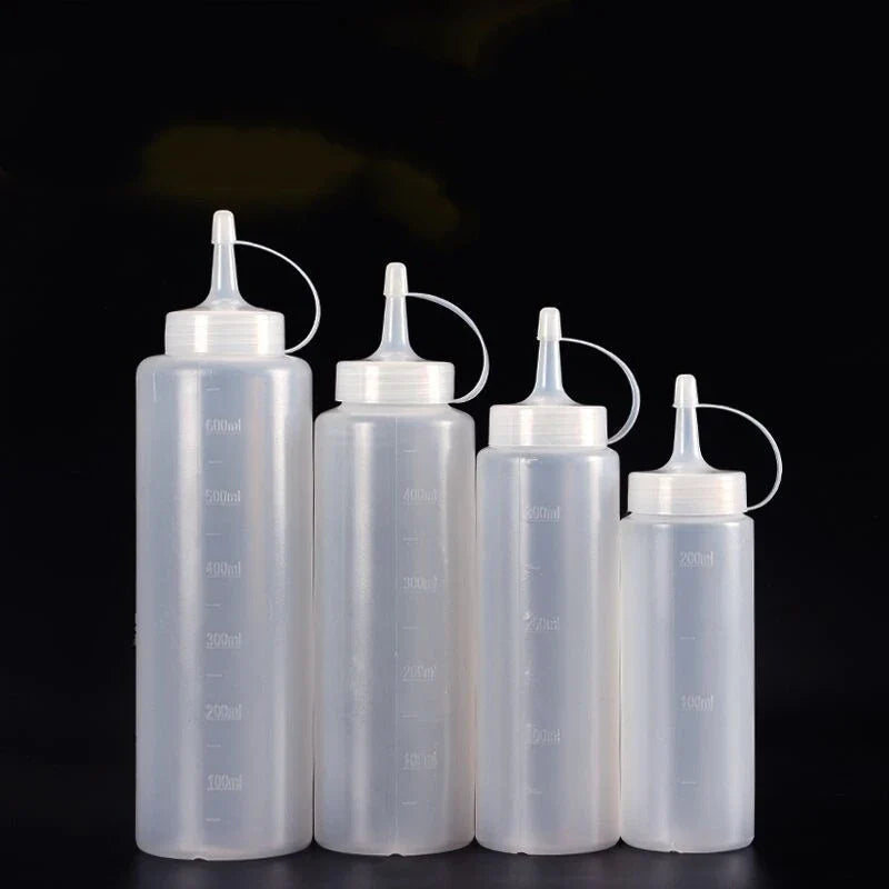 Large Squeeze Condiment Bottles with Nozzles Ketchup BBQ Sauces Olive 